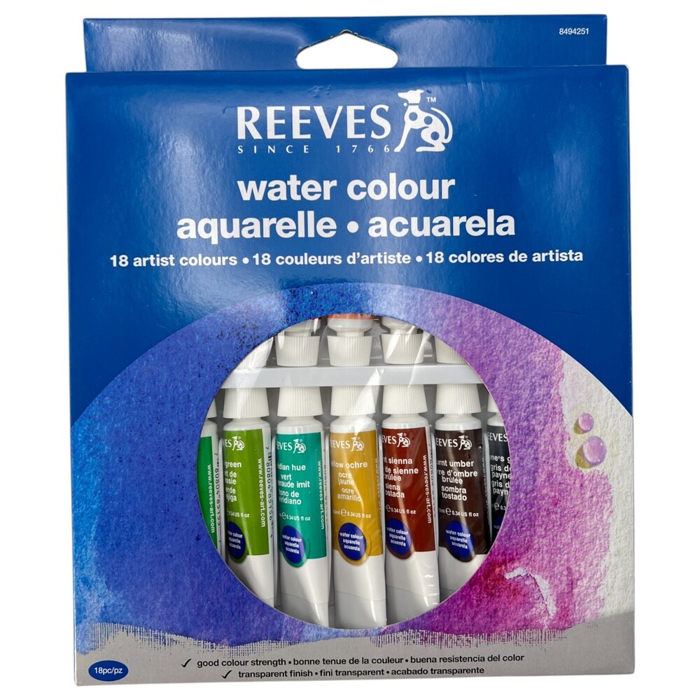 Reeves Watercolor Water Color Paint Set 18 Tubes 10ml 0.34oz